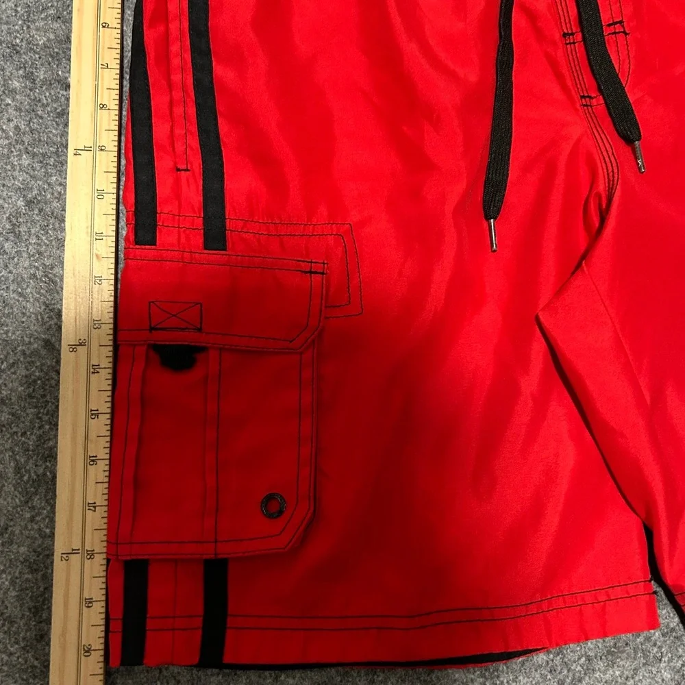Ocean Pacific Red Cargo Board Shorts Y2K Skater Baggy Swim Trunks Mens Size M‎